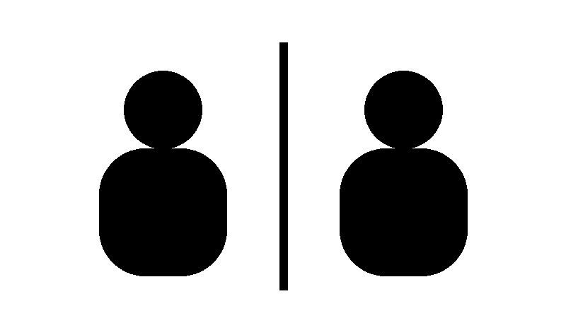 人との距離に線を引く考え方を表す白黒フラットイラスト