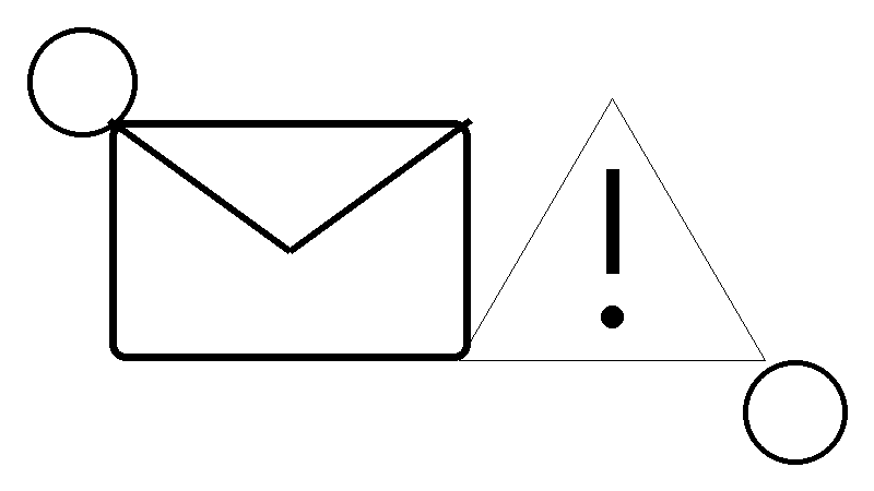 フィッシングメールと偽SMSの見分け方を表す白黒フラットイラスト