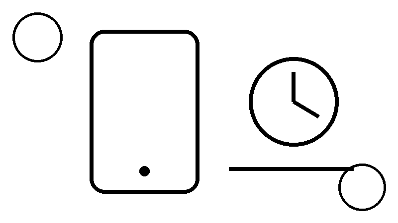 スマホを触る時間を減らす仕組みを表す白黒フラットイラスト